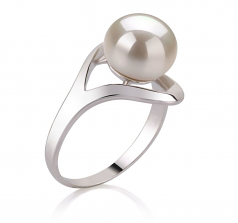 9-10mm di Perle Acqua Dolce Anello en Sara Bianco