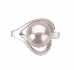 9-10mm di Perle Acqua Dolce Anello en Sara Bianco