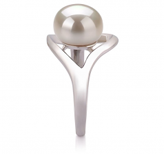 9-10mm di Perle Acqua Dolce Anello en Sara Bianco