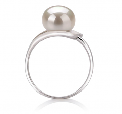 9-10mm di Perle Acqua Dolce Anello en Sara Bianco