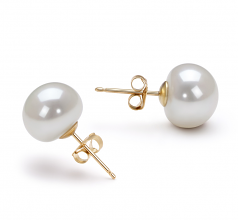 10-10.5mm di Perle Acqua Dolce Orecchini en Bianco