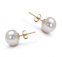10-10.5mm di Perle Acqua Dolce Orecchini en Bianco