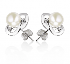 7-8mm di Perle Acqua Dolce Orecchini en Katie Cuore Bianco