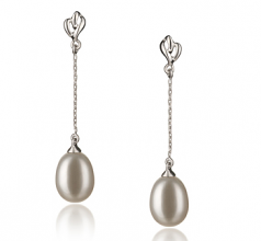 7-8mm di Perle Acqua Dolce Orecchini en Risa Bianco