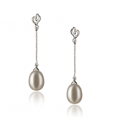7-8mm di Perle Acqua Dolce Orecchini en Risa Bianco