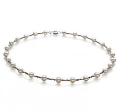 6-7mm di Perle Acqua Dolce Collana en Atina Bianco
