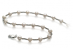 6-7mm di Perle Acqua Dolce Collana en Atina Bianco