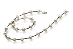 6-7mm di Perle Acqua Dolce Collana en Atina Bianco