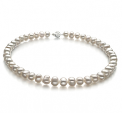 8-9mm di Perle Acqua Dolce Collana en Kaitlyn Bianco