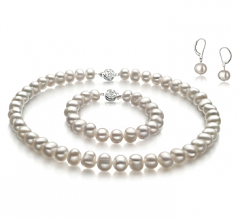8-9mm di Perle Acqua Dolce Parure en Kaitlyn Bianco