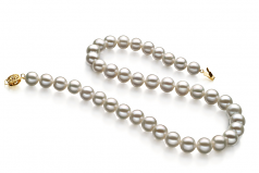 9-10mm di Perle Acqua Dolce Collana en Bianco