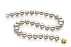 9-10mm di Perle Acqua Dolce Collana en Bianco