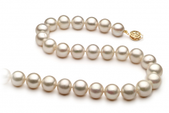 10-11mm di Perle Acqua Dolce Collana en Bianco