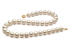 10-11mm di Perle Acqua Dolce Collana en Bianco
