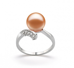 9-10mm di Perle Acqua Dolce Anello en Grazia Rosa