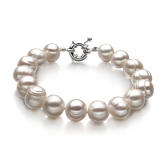 10-11mm di Perle Acqua Dolce Bracciale en Singolo Bianco