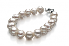 10-11mm di Perle Acqua Dolce Bracciale en Singolo Bianco
