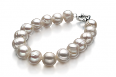 10-11mm A Quality di Perle Acqua Dolce Bracciale in Singolo Bianco