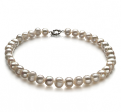 10-11mm di Perle Acqua Dolce Collana en Singolo Bianco