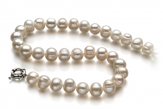 10-11mm di Perle Acqua Dolce Collana en Singolo Bianco