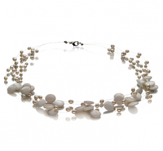 4-10mm di Perle Acqua Dolce Collana en Keita Bianco