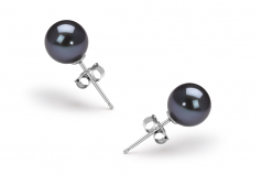 6-7mm di Perle Acqua Dolce Orecchini en Nero