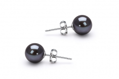 6-7mm di Perle Acqua Dolce Orecchini en Nero