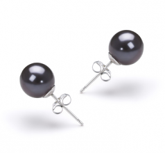 7-8mm di Perle Acqua Dolce Orecchini en Nero