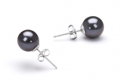 7-8mm di Perle Acqua Dolce Orecchini en Nero