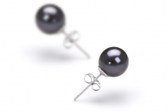 7-8mm di Perle Acqua Dolce Orecchini en Nero