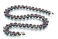 6-7mm di Perle Acqua Dolce Parure en Onda Nero