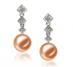 9-10mm di Perle Acqua Dolce Orecchini en Rossana Rosa