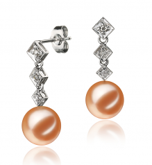 9-10mm di Perle Acqua Dolce Orecchini en Rossana Rosa