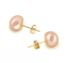 8-9mm di Perle Acqua Dolce Orecchini en Rosa