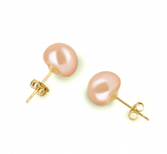 8-9mm di Perle Acqua Dolce Orecchini en Rosa