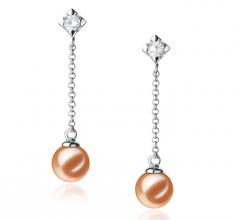 6-7mm di Perle Acqua Dolce Orecchini en Ingrid Rosa