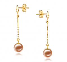 6-7mm di Perle Acqua Dolce Orecchini en Misha Rosa