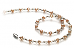 6-7mm di Perle Acqua Dolce Collana en Paige Rosa