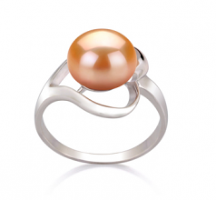 9-10mm di Perle Acqua Dolce Anello en Sara Rosa