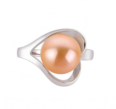 9-10mm di Perle Acqua Dolce Anello en Sara Rosa