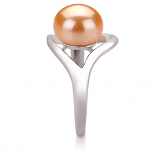 9-10mm di Perle Acqua Dolce Anello en Sara Rosa