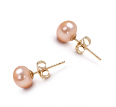 5.5-6mm di Perle Acqua Dolce Orecchini en Rosa