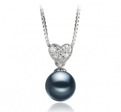 7-8mm di Perle Acqua Dolce Pendente en Festoso Nero