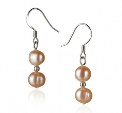 6-7mm di Perle Acqua Dolce Orecchini en Cerella Rosa
