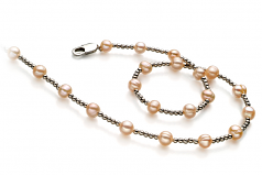 6-7mm di Perle Acqua Dolce Collana en Atina Rosa