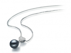 7-8mm di Perle Acqua Dolce Pendente en Festoso Nero