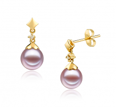 7-8mm di Perle Acqua Dolce Orecchini en Giorgia Lavanda
