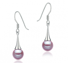 7-8mm di Perle Acqua Dolce Orecchini en Sandra Lavanda