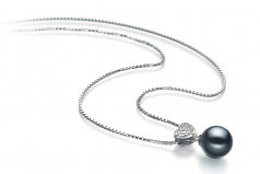 7-8mm di Perle Acqua Dolce Pendente en Festoso Nero