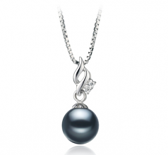 7-8mm di Perle Acqua Dolce Pendente en Zalina Nero